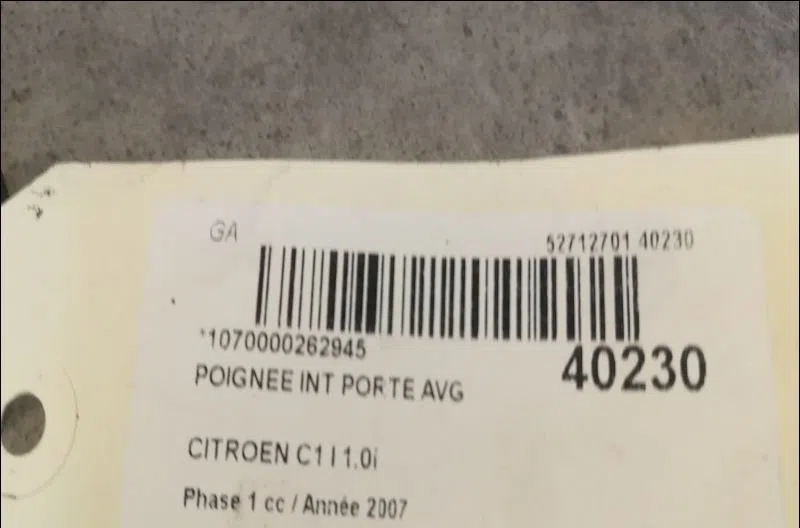 Poignee int porte avg Citroen C1 (PM_, PN_) 1.0 (2005-2014) 5 portes occasion