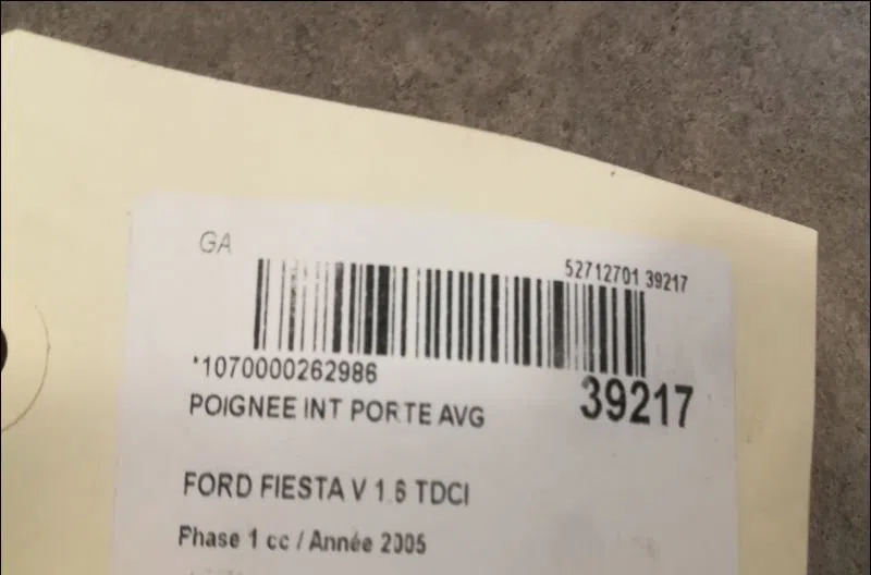Poignee int porte avg Ford FIESTA V (JH_, JD_) 1.6 tdci (2004-2008) occasion