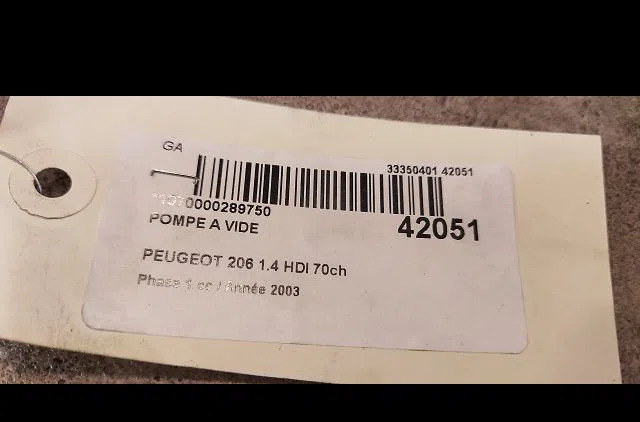 Pompe a vide Peugeot 206 3-5 portes (2A-C) 1.4 hdi eco 70 (2001-2009) 5 portes occasion