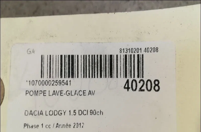 Pompe lave-glace avant Dacia LODGY (JS_) 1.5 dci (2012) occasion