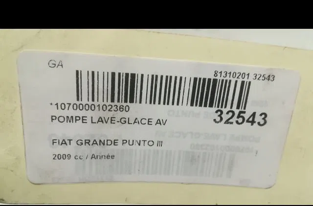 Pompe lave-glace avant Fiat GRANDE PUNTO (199_) 1.3 d multijet (199.axd11, 199.axd1a, 199.axd1b,... (2005-2010) 5 portes