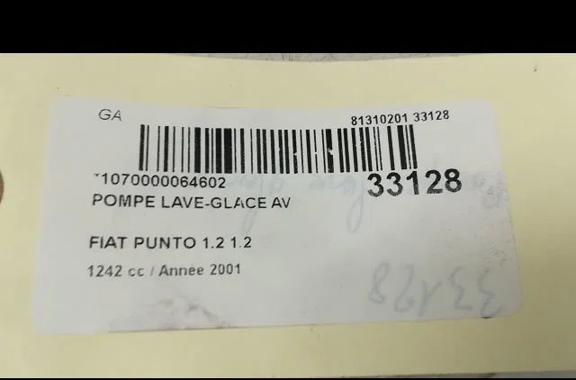 Pompe lave-glace avant Fiat PUNTO (188_) 1.2 16v 80 (188.233, .235, .253, .255, .333, .353, .639,... (1999-2006) occasio
