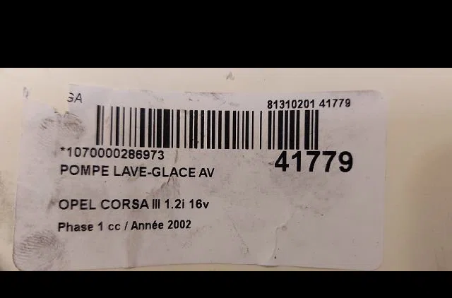 Pompe lave-glace avant Opel CORSA C (X01) 1.2 (f08, f68) (2000-2009) occasion