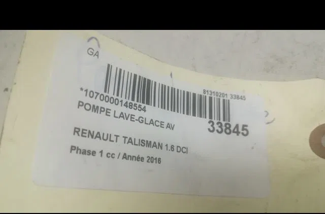 Pompe lave-glace avant Renault TALISMAN (LP_) 1.6 dci 160 (2015) occasion