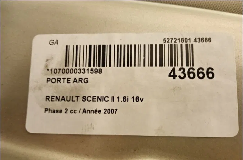Porte arrière gauche Renault SCÉNIC II (JM0-1_) 1.6 16v (jm1r) (2005-2008) occasion