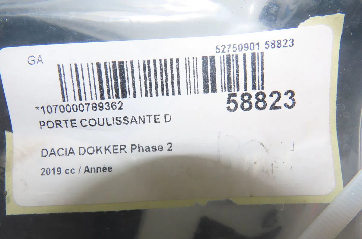 Porte coulissante d Dacia DOKKER Monospace (KE_) 1.3 tce 100 (kenu) (2019) occasion