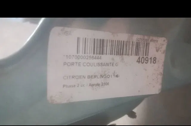 Porte coulissante g Citroen BERLINGO - BERLINGO FIRST Monospace (MF_, GJK_, GFK_) 1.6 16v (mfnfu) (2000-2011) occasion
