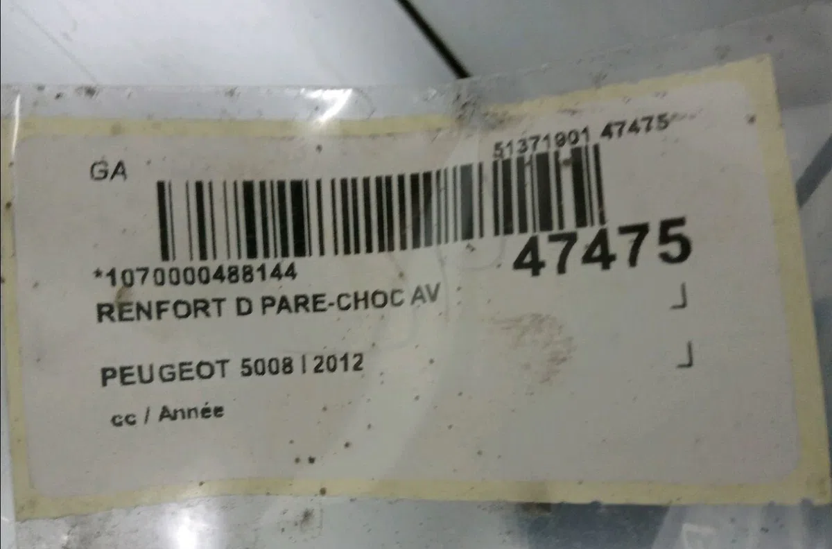 Renfort droit pare-choc avant Peugeot 5008 (0U_, 0E_) 1.6 hdi (2010-2017) 5 portes occasion