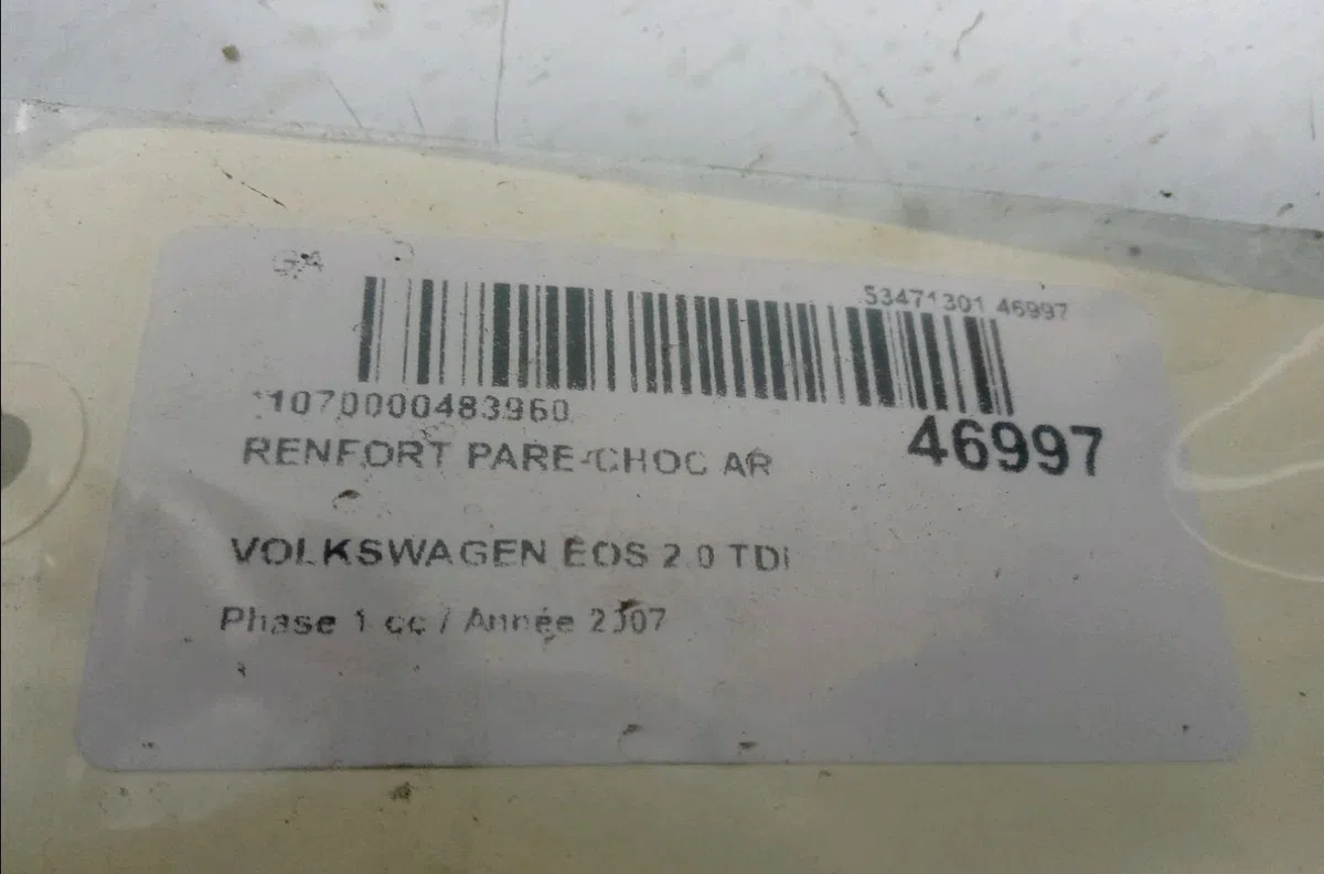 Renfort pare-choc arrière Volkswagen EOS (1F7, 1F8) 2.0 tdi (2006-2008) occasion