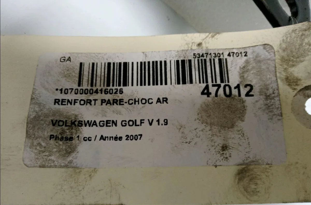 Renfort pare-choc arrière Volkswagen GOLF V Variant (1K5) 1.9 tdi (2007-2009) occasion
