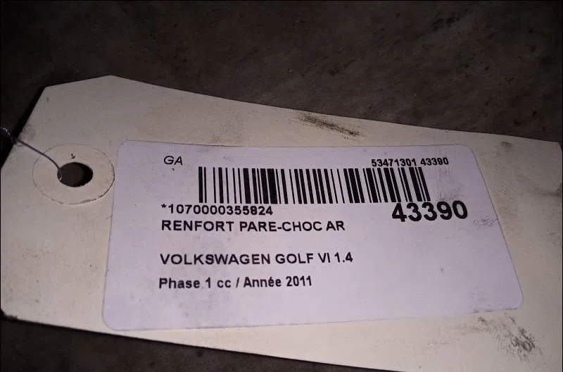 Renfort pare-choc arrière Volkswagen GOLF VI (5K1) 1.4 (2008-2012) 5 portes occasion