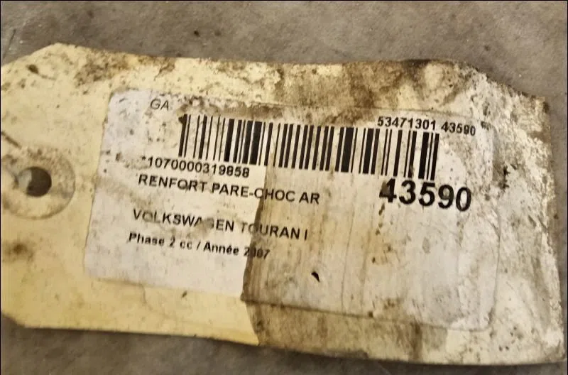 Renfort pare-choc arrière Volkswagen TOURAN (1T1, 1T2) 2.0 tdi 16v (2003-2010) 5 portes occasion