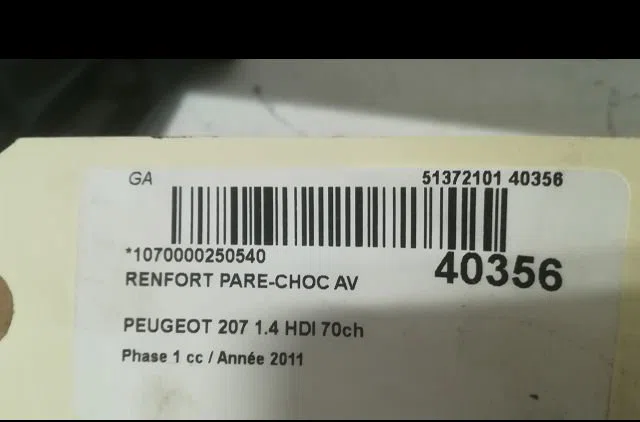 Renfort pare-choc avant Peugeot 207-207 (WA_, WC_) 1.4 hdi (2006-2015) 5 portes occasion