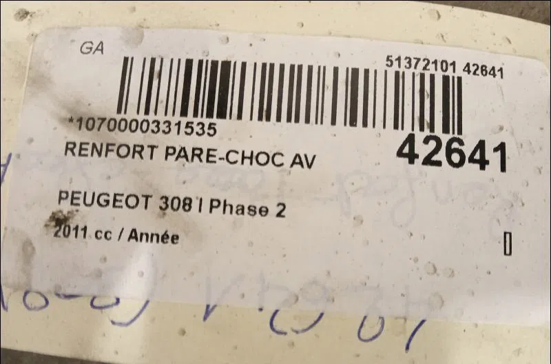 Renfort pare-choc avant Peugeot 308 I (4A_, 4C_) 1.6 thp 16v (2009-2014) occasion