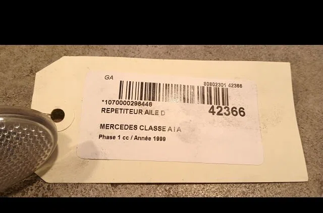 Répétiteur aile droite Mercedes-benz CLASSE A (W168) A 170 cdi (168.008) (1998-2001) occasion