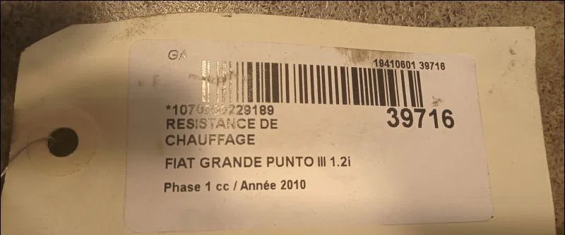 Resistance de chauffage Fiat GRANDE PUNTO (199_) 1.2 (2005) occasion