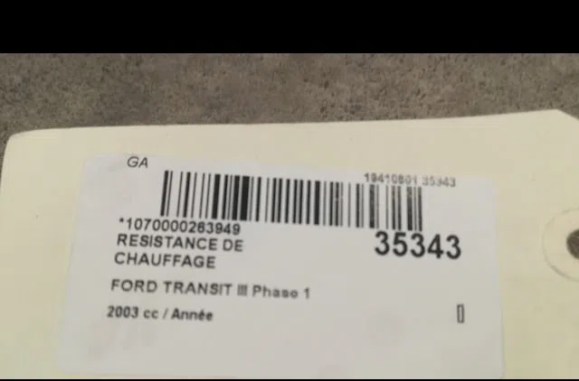 Resistance de chauffage Ford TRANSIT Autobus-Autocar (FD_ _, FB_ _, FS_ _, FZ_ _, FC_ _) 2.0 di (f_e_, f_f_, f_g_) (2000
