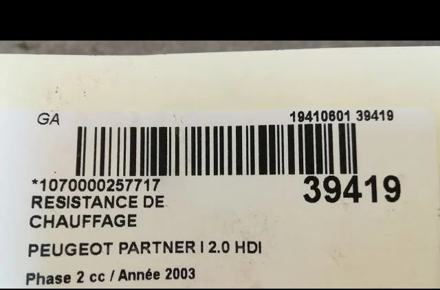 Resistance de chauffage Peugeot PARTNER Monospace (5_, G_) 2.0 hdi (2000-2008) 3 portes occasion