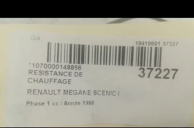 Resistance de chauffage Renault MEGANE Scenic (JA0-1_) 1.6 e (ja0f) (1996-1999) occasion