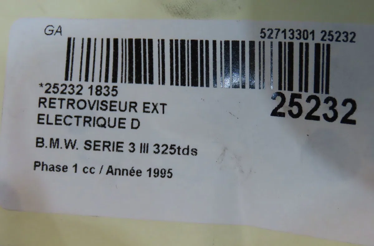 Retroviseur exterieur electrique droit B.M.W. SERIE 3 III 1995 occasion