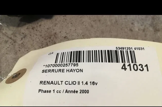 Serrure hayon Renault CLIO II (BB_, CB_) 1.4 16v (b-cb0p, bb13) (2000-2008) 5 portes occasion