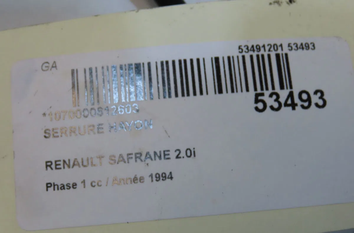 Serrure hayon Renault SAFRANE I (B54_) 2.0 (b540) (1992-1996) occasion