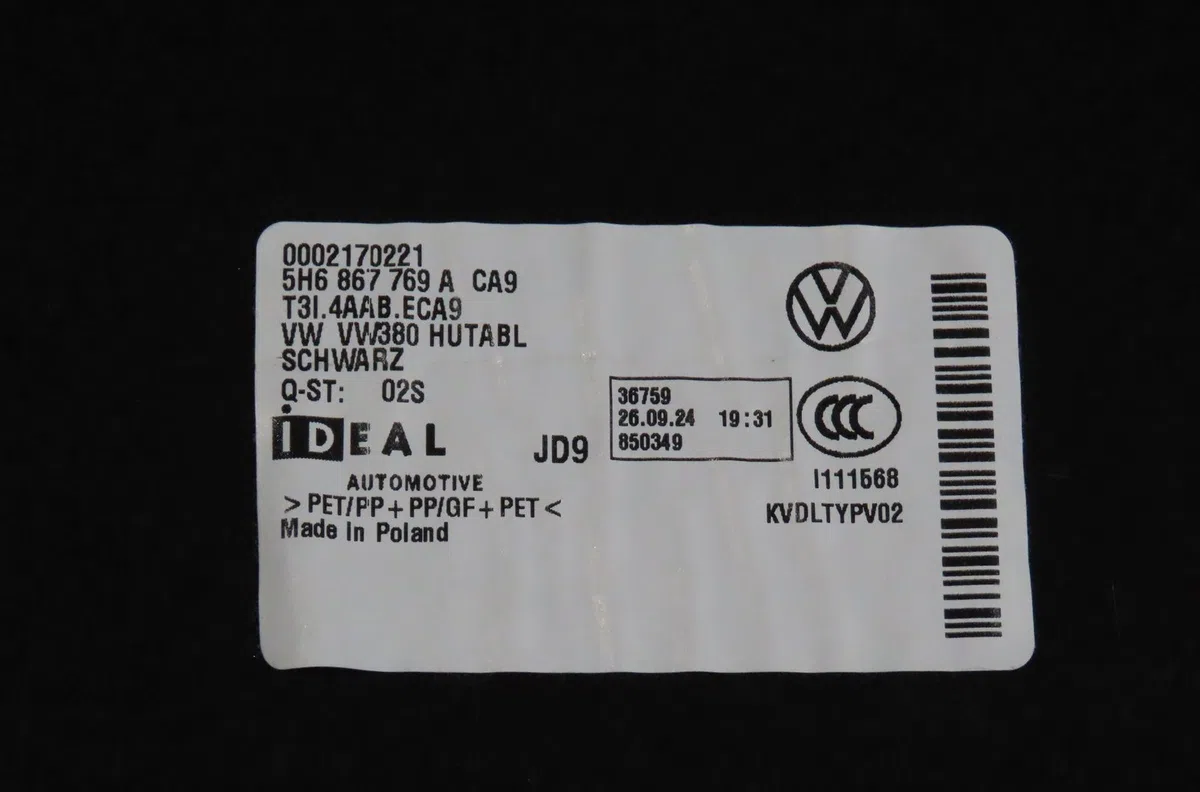 Tablette plage arrière Volkswagen GOLF VIII (CD1) 1.5 etsi (2019) occasion