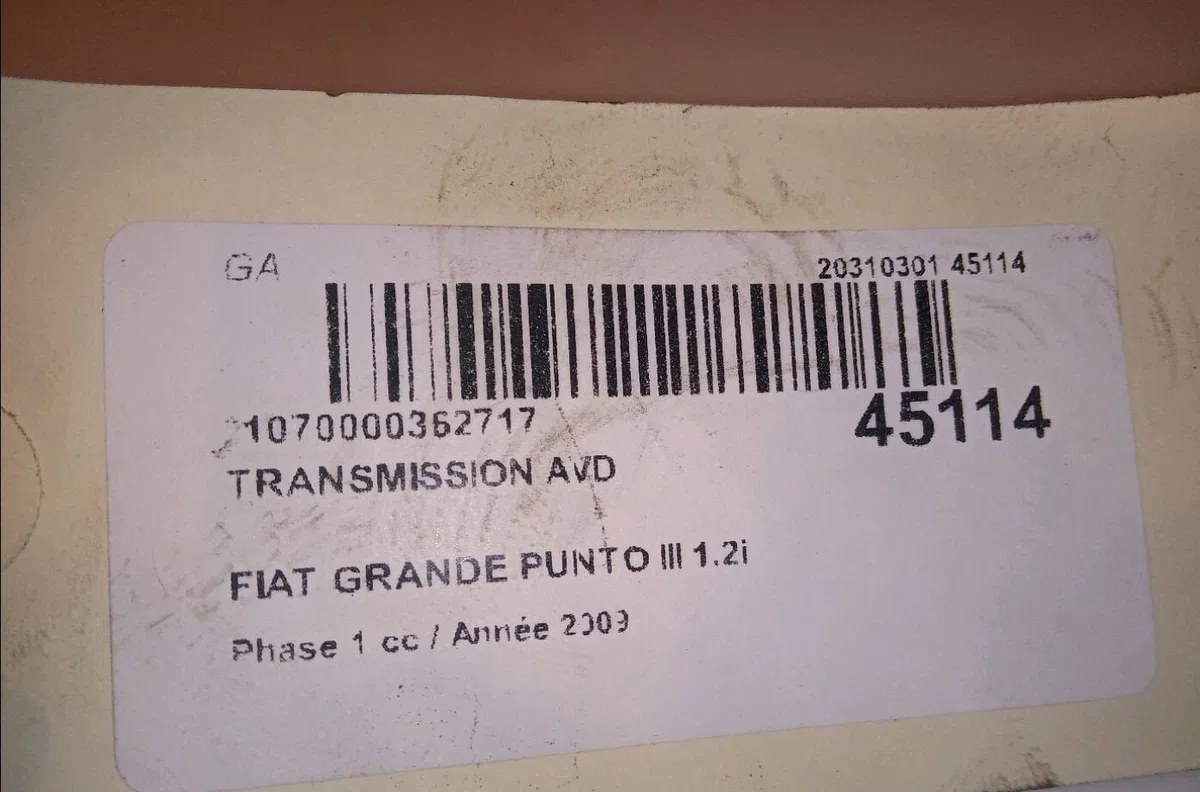 Transmission avant droite Fiat GRANDE PUNTO (199_) 1.2 (2005) occasion