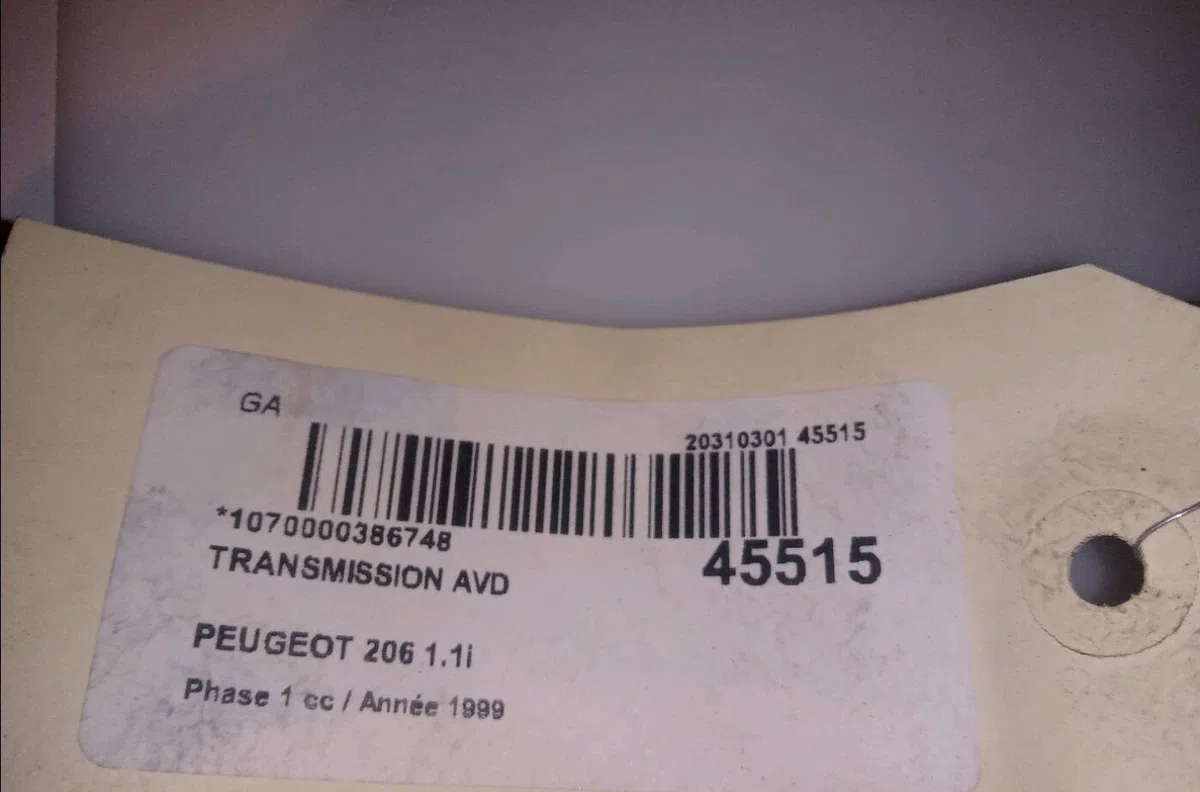 Transmission avant droite Peugeot 206 3-5 portes (2A-C) 1.1 i (1998-2007) occasion