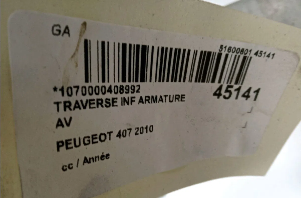 Traverse inférieure armature avant Peugeot 407 (6D_) 2.0 hdi (6drhha) (2009-2010) occasion