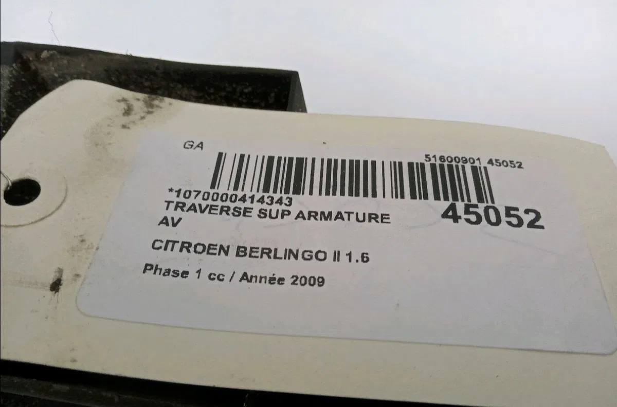 Traverse supérieure armature avant Citroen BERLINGO Camionnette-Monospace (B9) 1.6 hdi 90 16v (2008) 3 portes occasion