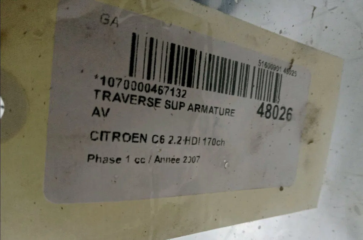 Traverse supérieure armature avant Citroen C6 (TD_) 2.2 hdi (2006-2012) occasion