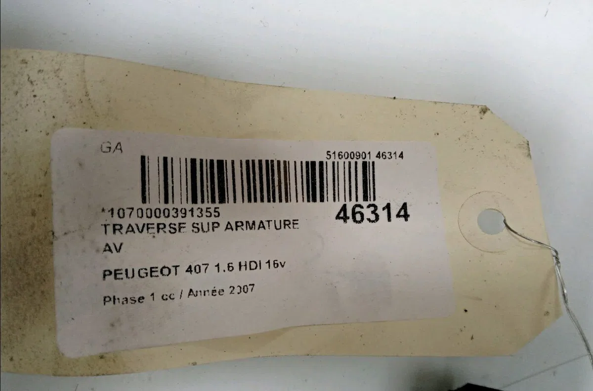Traverse supérieure armature avant Peugeot 407 (6D_) 1.6 hdi 110 (6d9hzc, 6d9hyc) (2004-2010) occasion