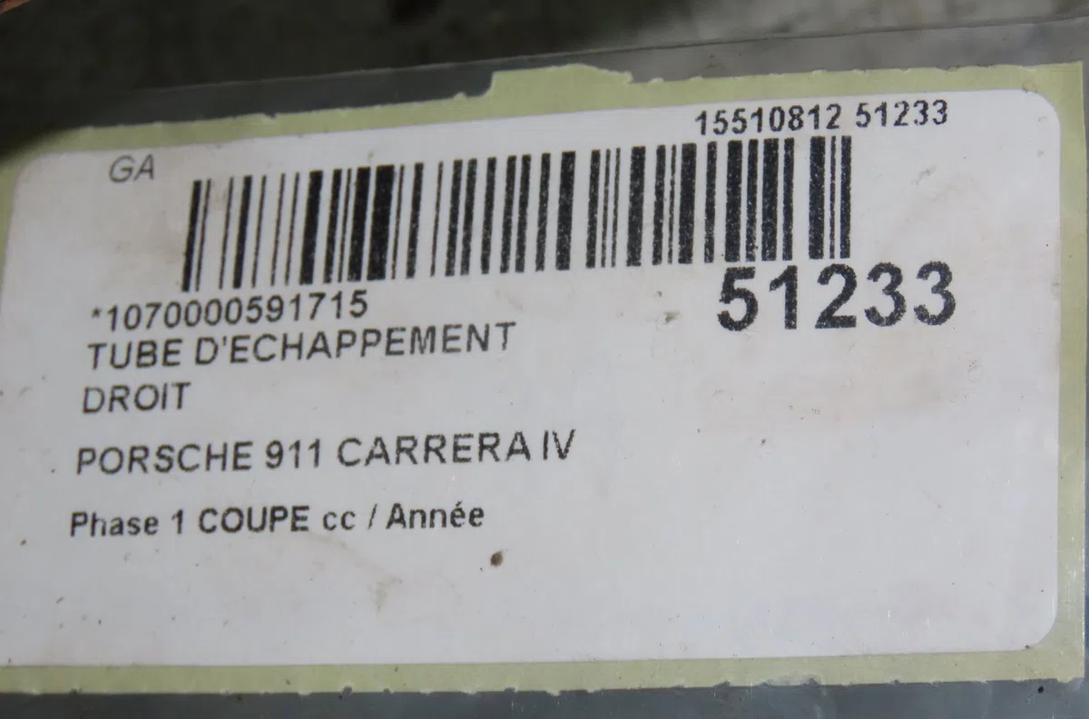 Tube d'echappement droit Porsche 911 (996) 3.4 carrera (1997-2001) occasion