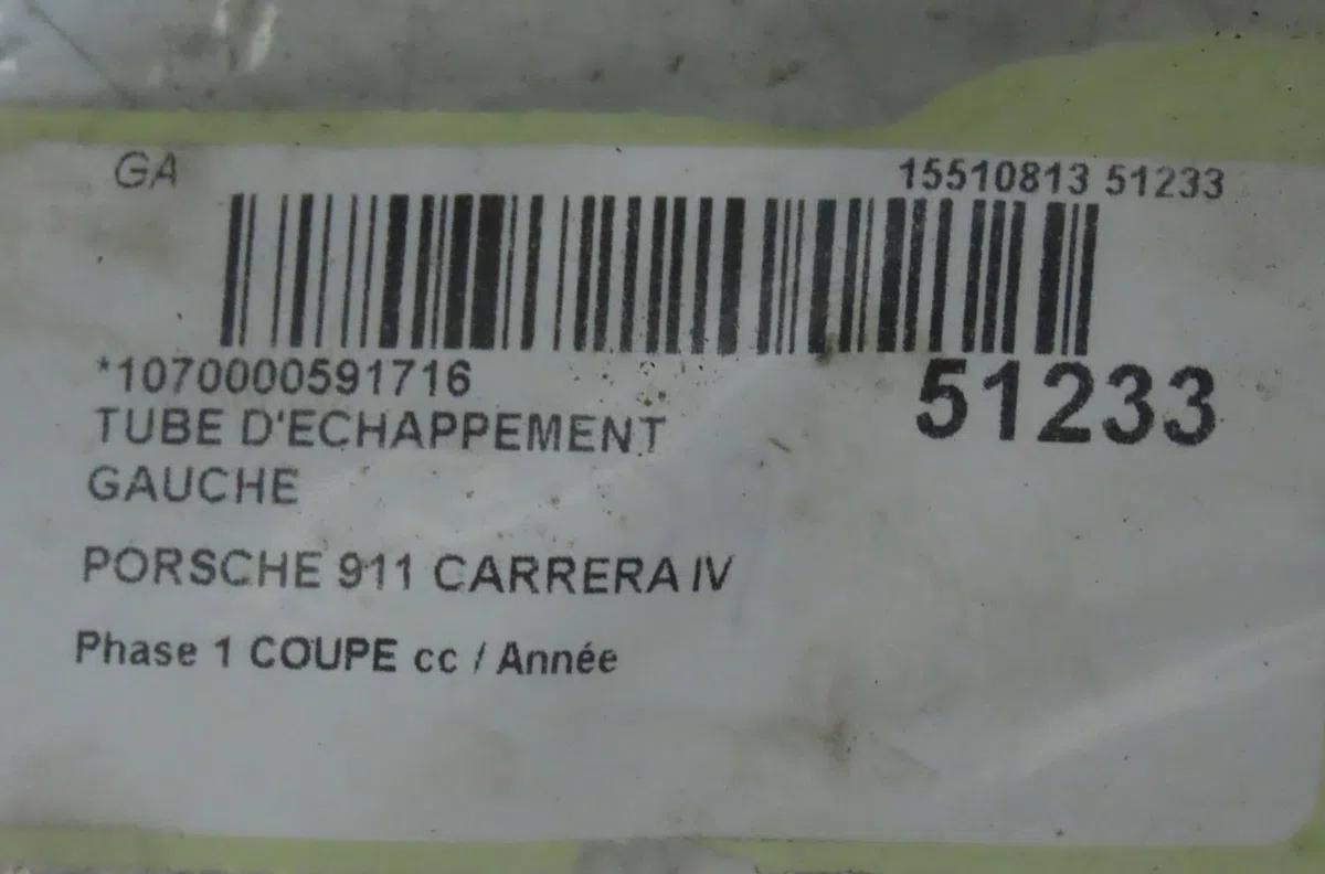 Tube d'echappement gauche Porsche 911 (996) 3.4 carrera (1997-2001) occasion