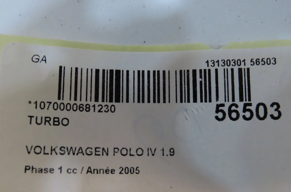 Turbo Volkswagen POLO (9N_, 9A_) 1.9 tdi (2001-2009) 5 portes occasion