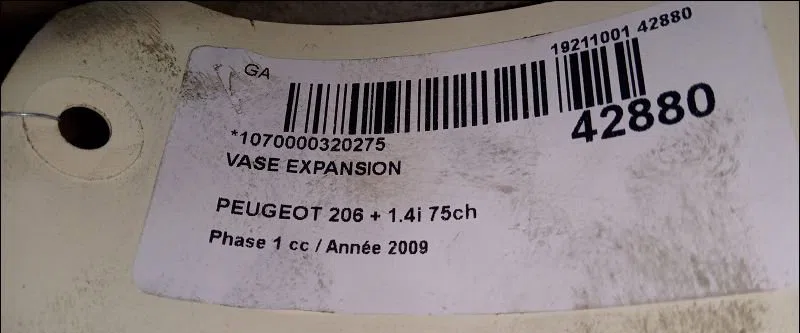 Vase expansion Peugeot 206 (2L_, 2M_) 1.4 i (2lkfwa, 2mkfwa) (2009-2013) 3 portes occasion