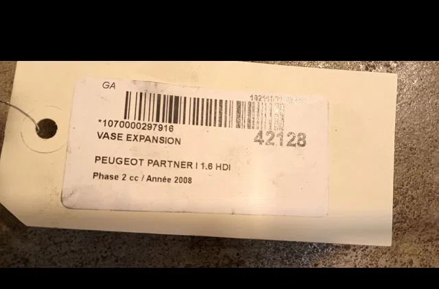 Vase expansion Peugeot PARTNER Monospace (5_, G_) 1.6 hdi 90 (2005-2015) occasion