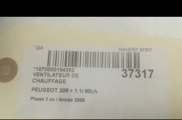 Ventilateur de chauffage Peugeot 206 (2L_, 2M_) 1.1 (2009-2013) occasion
