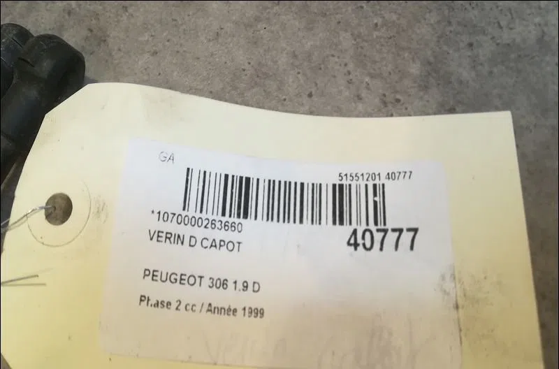 Verin d capot Peugeot 306 3-5 portes (7A, 7C, N3, N5) 1.9 d (1994-2001) occasion