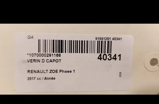 Verin d capot Renault ZOE (BFM_) Zoe (2012) 5 portes occasion