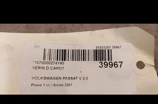 Verin d capot Volkswagen PASSAT B6 Variant (3C5) 2.0 tdi 16v (2005-2010) 5 portes occasion