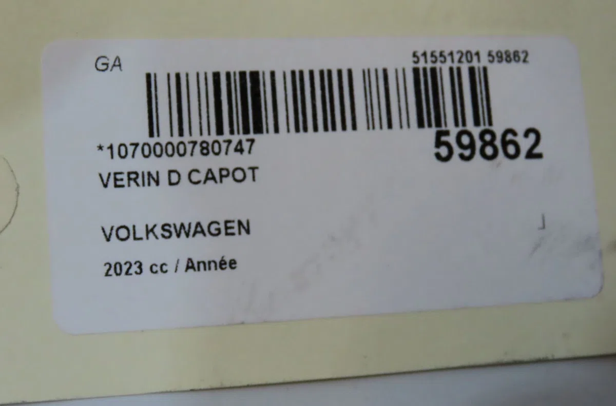 Verin d capot Volkswagen TRANSPORTER VI Camion plate-forme-Châssis (SFD, SFE, SFL, SF 2.0 tdi 4motion (2015-2019) occasi