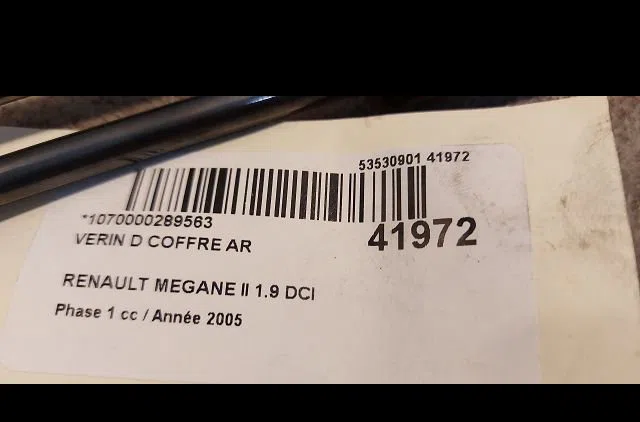 Verin droit coffre arrière Renault MEGANE II A trois volumes (LM0-1_) 1.9 dci (lm0g, lm1g, lm2c) (2003) occasion