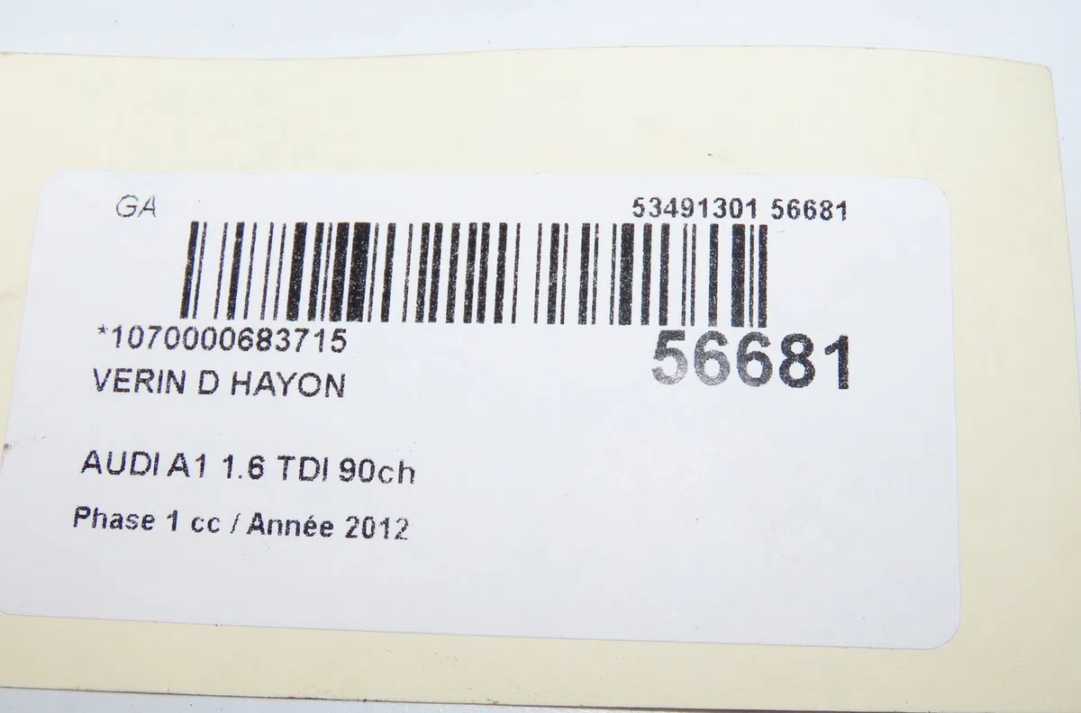 Verin droit hayon Audi A1 (8X1, 8XK) 1.6 tdi (2011-2015) occasion