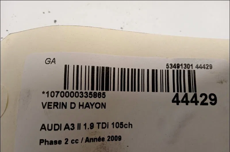 Verin droit hayon Audi A3 (8P1) 1.9 tdi (2003-2010) 3 portes occasion
