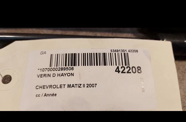 Verin droit hayon Chevrolet MATIZ (M200, M250) 0.8 (2005-2013) occasion