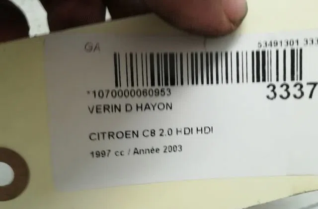 Verin droit hayon CITROEN C8 2003 occasion