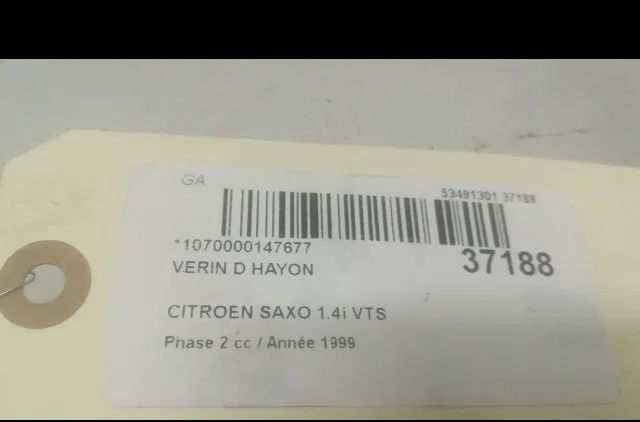 Verin droit hayon Citroen SAXO (S0, S1) 1.4 vts (1996-2003) occasion