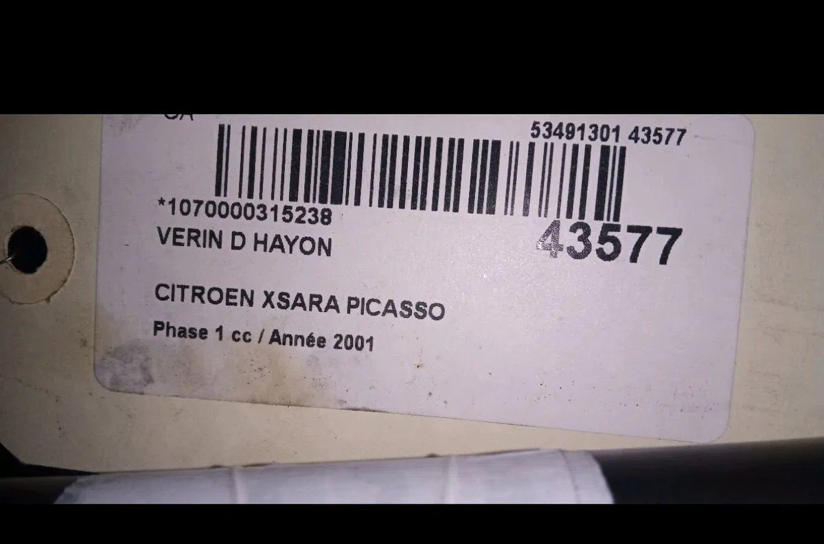 Verin droit hayon Citroen XSARA PICASSO (N68) 2.0 hdi (1999-2011) 5 portes occasion